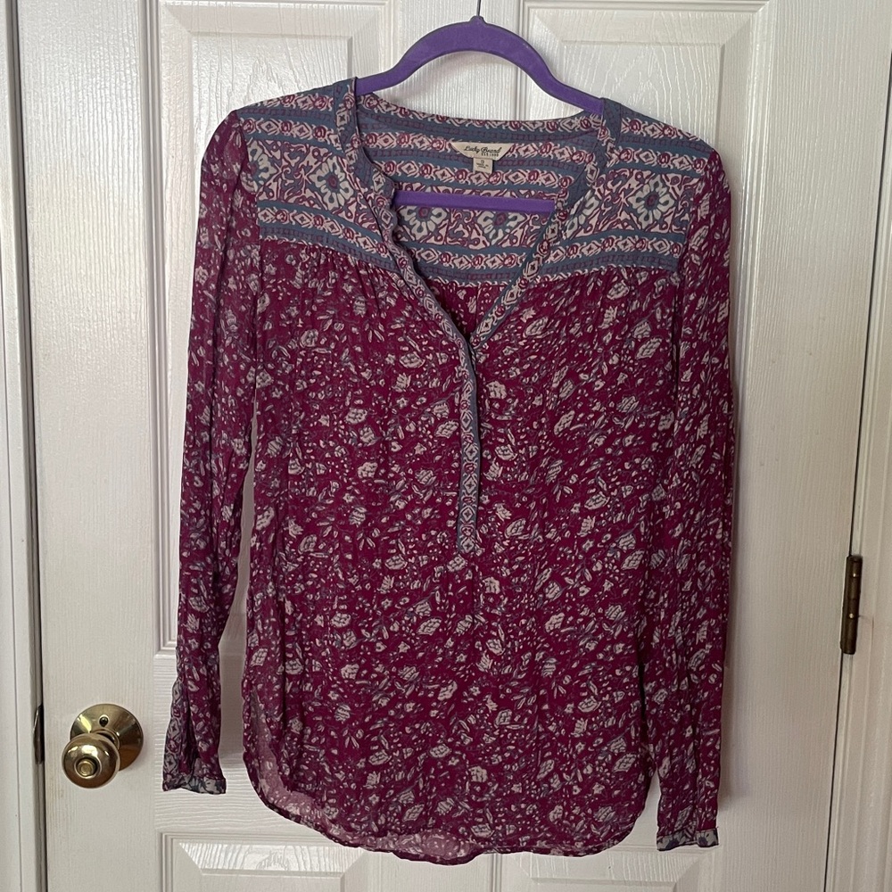 Lucky Brand Womens Boho chic Top. Gorgeous and unique. Great preowned condition